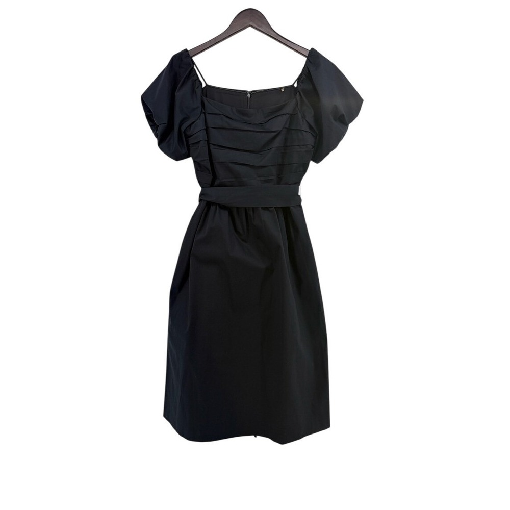 Elie Tahari Black Pleated Puff Sleeve Square Neck Cocktail Dress‎ Size 10